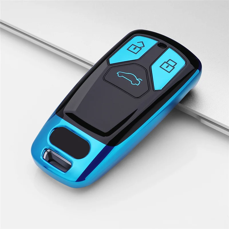 B-Blue Мягкий чехол из ТПУ для автомобильных ключей для Audi A4, новинка, A4L, A5, A6L, QT, S5, S7, Q7, TTS, Audi, чехол для ключей, автомобильные аксессуары, украшение - Название цвета: B-Blue