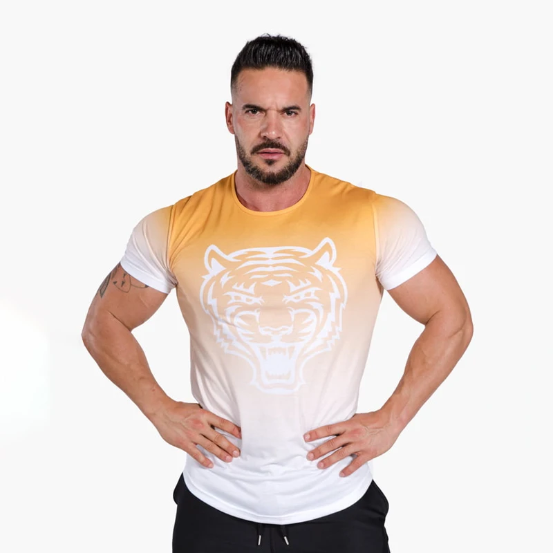 

New fitness clothes sports T-shirt muscle tights men's high elastic training clothes short sleeve fitness clothes men's