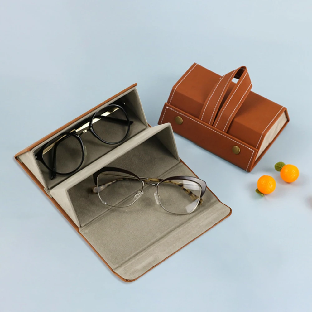 

2 Slot Glasses Storage Box Display Organizer Eyewear Multifunctional Jewelry Handmade PU Leather Sunglasses Holder Case Bag