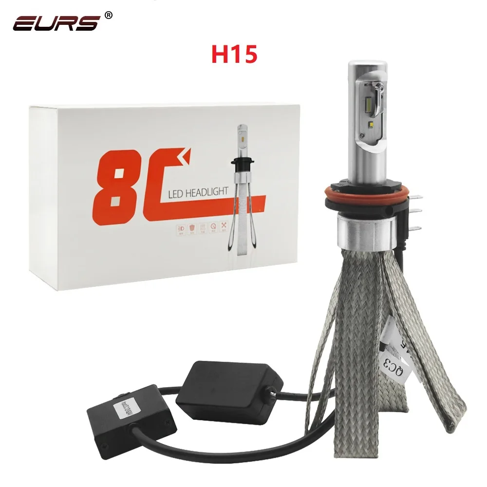 

EURS 8C H7 H11 H1 H3 canbus H15 LED Car Headlight H4 Bulbs Hi-Lo Beam 80W 8000LM 6000K Auto Headlamp Led Car Lights DC12v 24v