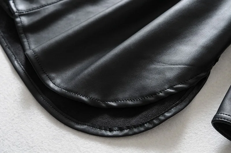 

2020 Women Leather Jacket Spring Autumn High-waisted Korean-style Handsome Locomotive Mid-length Loose-Fit Faux Leather Coat