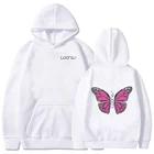 KPOP LOONA Harajuku эстетичные розовые бабочки графика толстовки в Корейском стиле женские Поклонники с длинным рукавом Уличная одежда зимние свитшоты