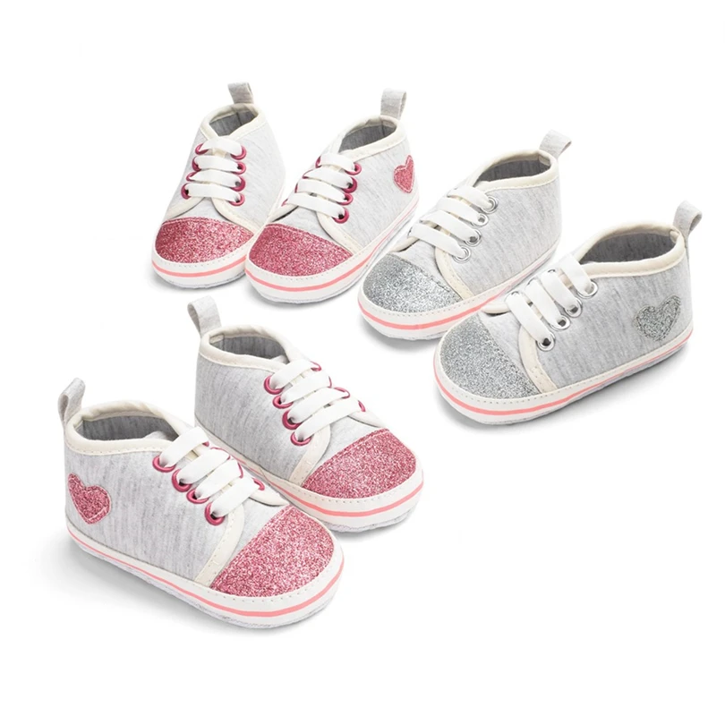 

Toddler Shoes Baby Girls Spring Casual Lace-Up Breathable Sneakers Bling Soft Sole Infant First Walkers Anti-slip Shoe 0-18M A20