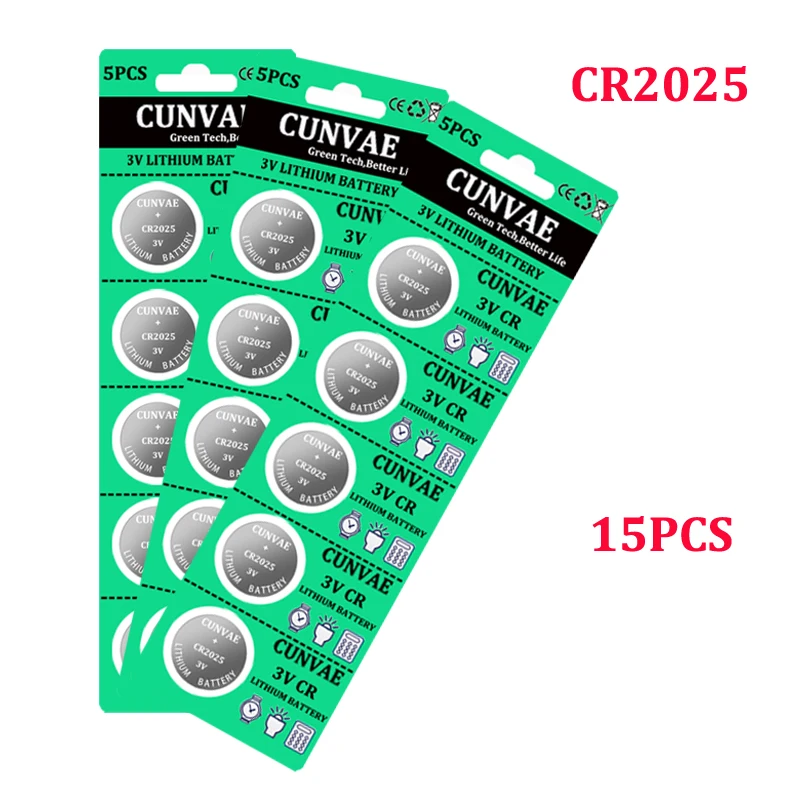 

Литиевые Батарейки для камеры, часов, 3 карты/15 шт., CR2025 CR 2025 ECR2025 BR2025 DL2025 KCR2025 LM2025 3 в