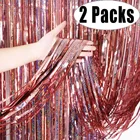 2 пары в упаковке из розового золота лазер металлические блестки из фольги занавески, дня рождения, свадьбы, вечеринки вечерние украшения фон для фотосъемки