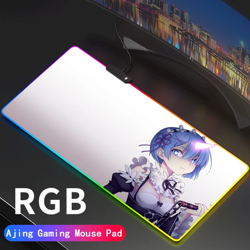 

Большой игровой коврик для мыши Rem RGB, xxl, светодиодный коврик для мыши, геймерский большой коврик для мыши Re:Zero, коврик для мыши, Эмилия, Насто...