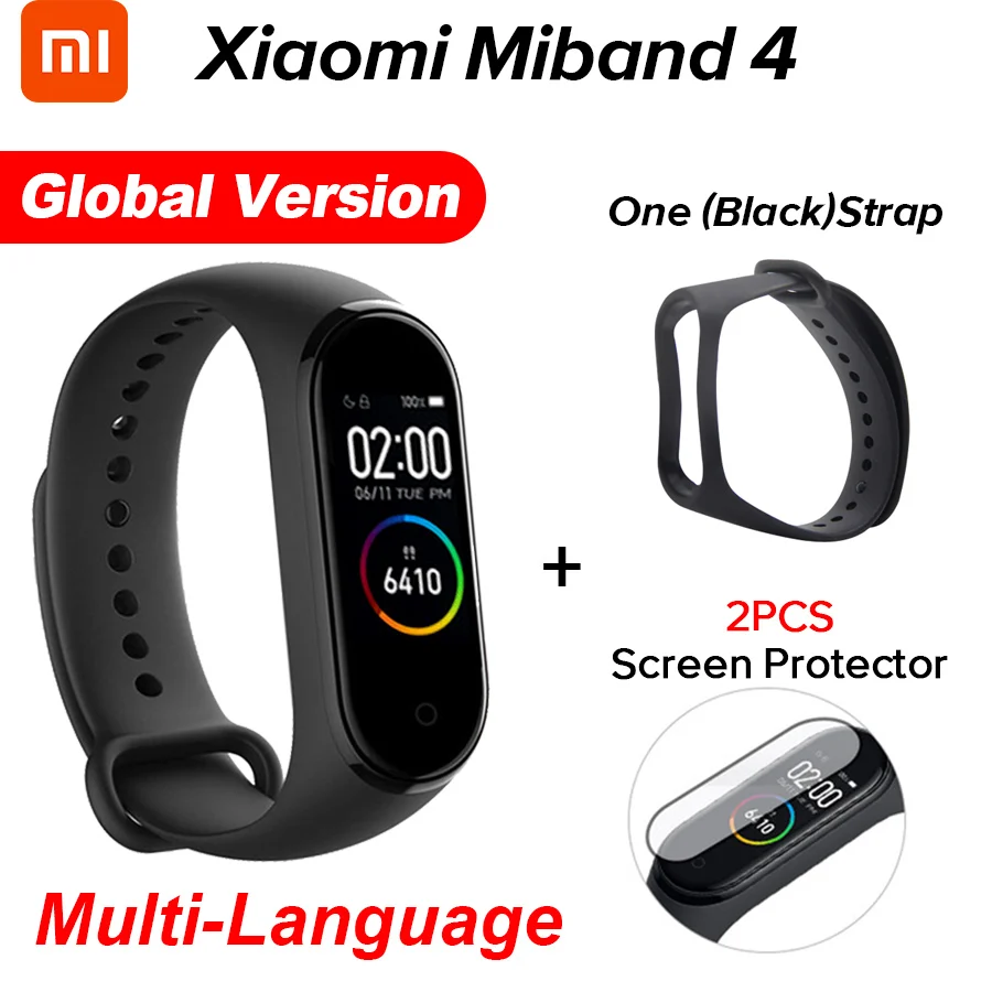 Global Black N Film Xiaomi mi Band 4 Smart mi band 4 Цвета экран Браслет фитнес-трекер для измерения сердечного ритма Bluetooth 5,0 водонепроницаемый банда4 - Цвет: Global Black N Film