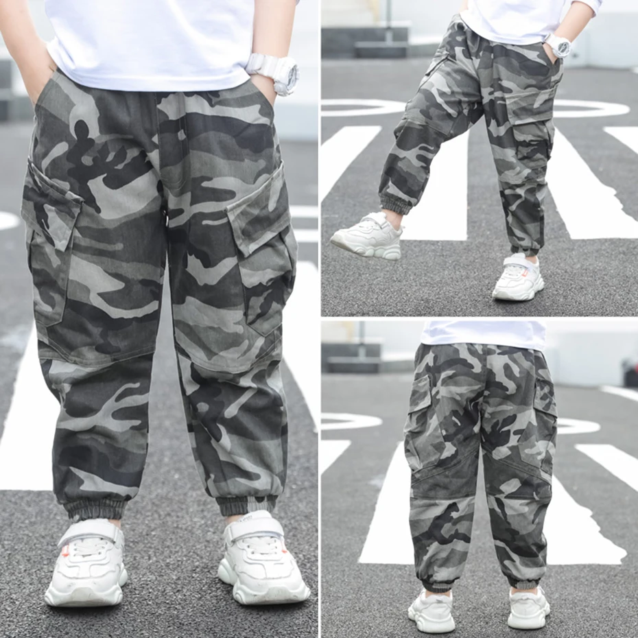 Штаны для мальчиков камуфляжные брюки повседневные брюки-карго детей осенняя