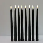 8 шт Черный беспламенных светильник Батарея управляемая LED рождественские свечи, 28 см длинные подсвечники для свадьбы