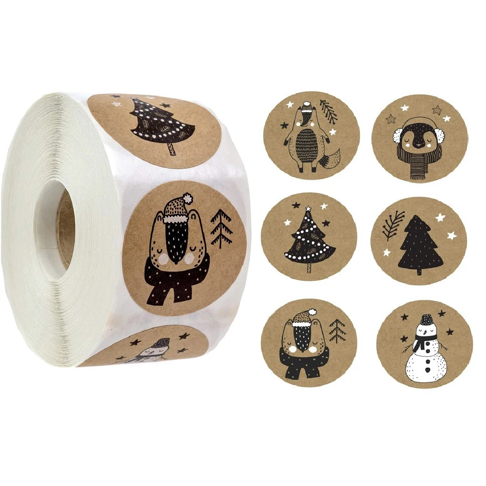 100 500pcs 6 Designs 1 Inch Christmas Theme Seal Labels Stickers For DIY Gift Baking Package Envelope Stationery Decoration