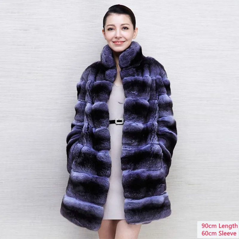 FURSARCAR 2021 Luxury Real Rex Rabbit Fur Coat Winter Women Design Genuine Natural Rabbit Fur Long Jacket Plus Size Outwear