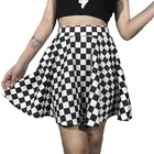 Юбка-мини женская в готическую клетку, черно-белая, с высокой талией