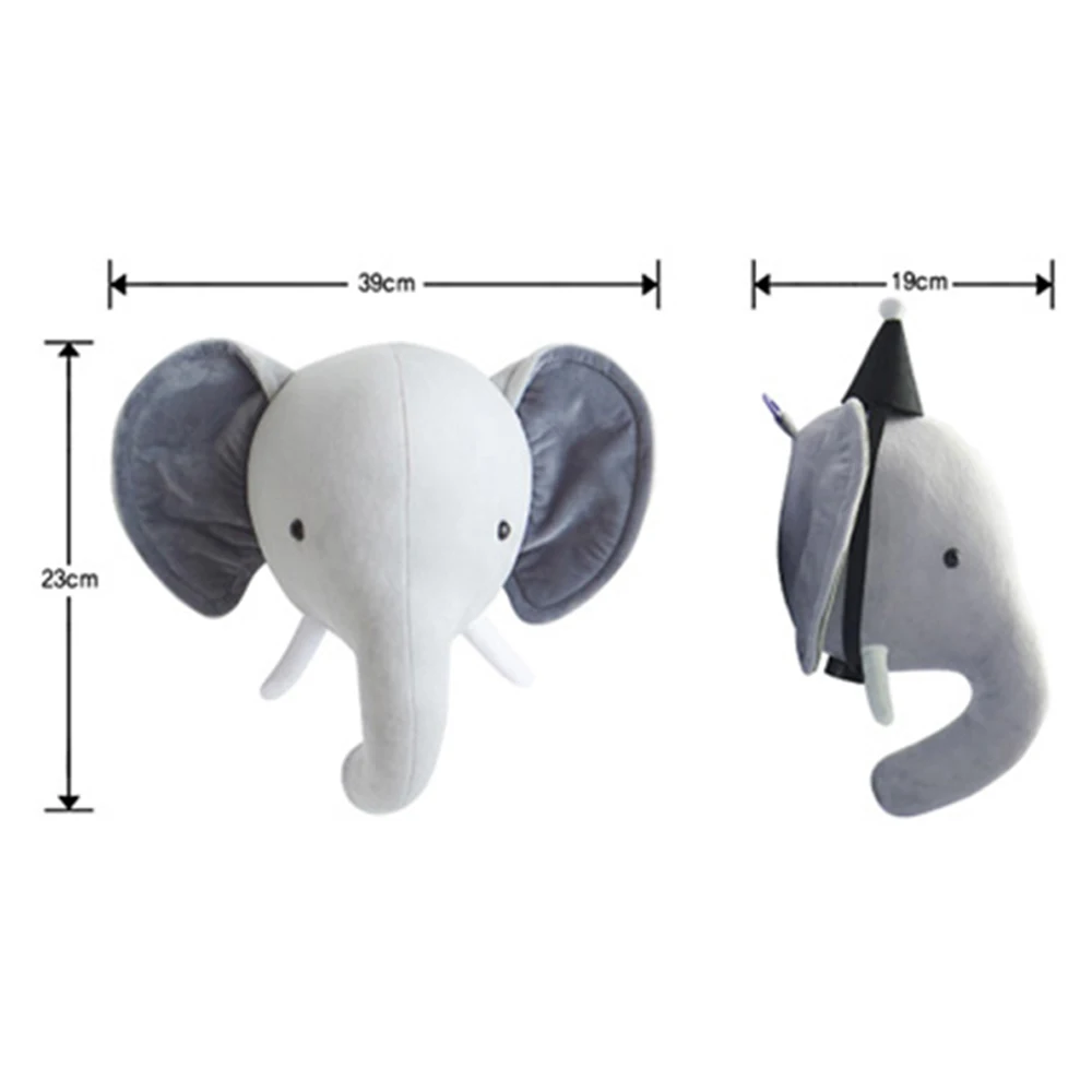 Cute 3D Deer Elephant Wall Art Hanging Girl Swan Doll Stuffed Toy Animal Head Decor for Kids Room Birthday Wedding Gift | Дом и сад