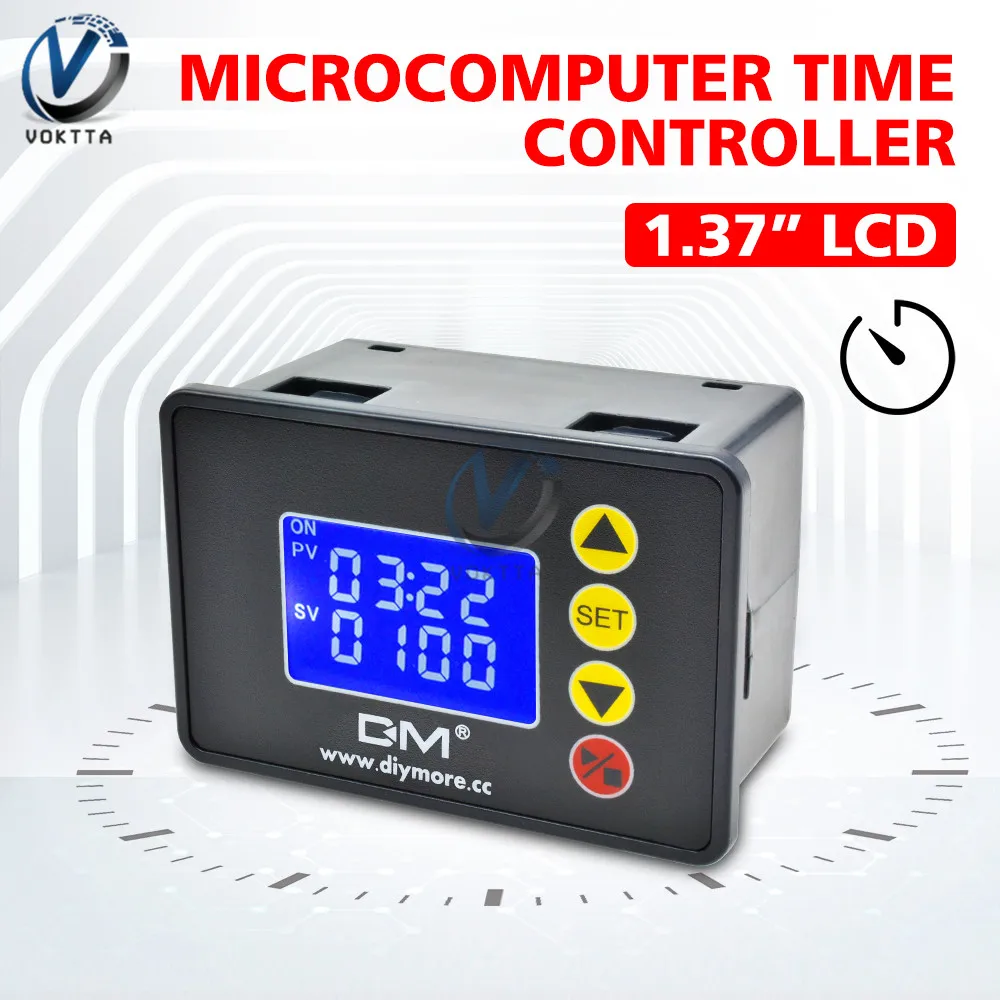 

1.37 inch 1.37'' Microcomputer Time Controller DC 12V 24V 20A AC 110V 220V 10A Dual Digital Display Delay Relay Control Module