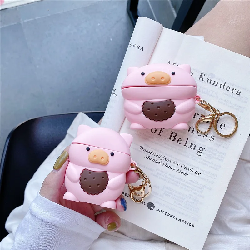 

Cartoon Case for Airpods Pro 1/2 Cover 3D Piggy Biscuits Silicone Shockproof Earphone Protective Cover Accessories Air Pods Case