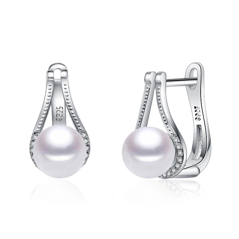 Серьги женские из серебра 925 пробы с натуральным пресноводным