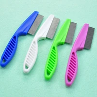 pet stainless steel bath brush comb flea comb hair removal brush petgrooming cleaning glove massage tool dense tooth comb