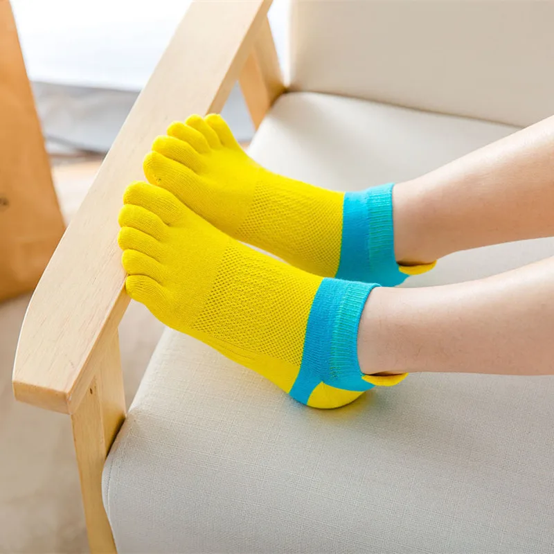 

Summer Fresh Thin Sports Socks Women Ladies Short Tube Five-toed Cotton Socks Mesh Heel Sports Breathable Running Socks