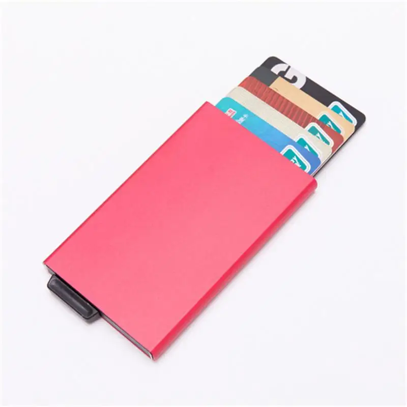 

New Men's Business Card Package New Aluminum Alloy Leather Automatic Credit Card Box Anti-degaussing Bank Card Wallet 2019