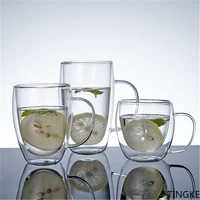 150250350450ml heat resistant double wall glass cup handmade healthy drink mug tea mugs transparent drinkware coffee cups