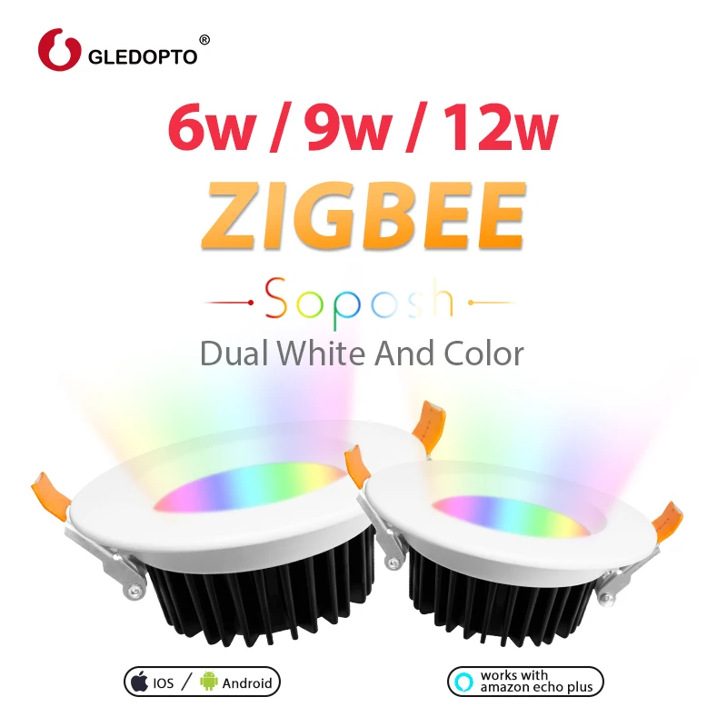 GLEDOPTO Zigbee ZLL 6 Вт/9 Вт/12 Вт RGB + CCT светодиодный потолочный светильник Умный дом