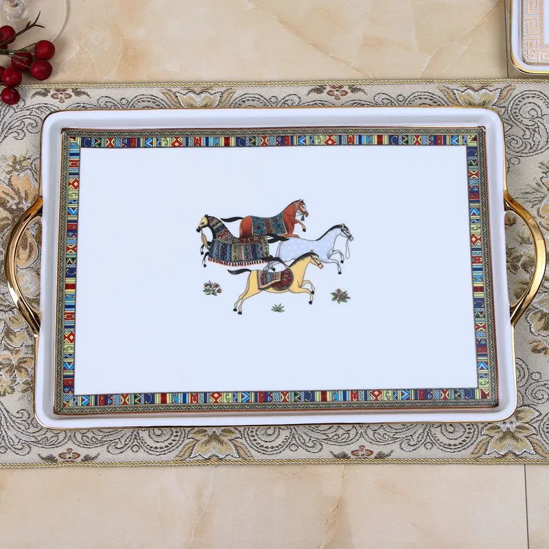 Керамический поднос для чайного набора тарелка фруктов чайный столик гостиной