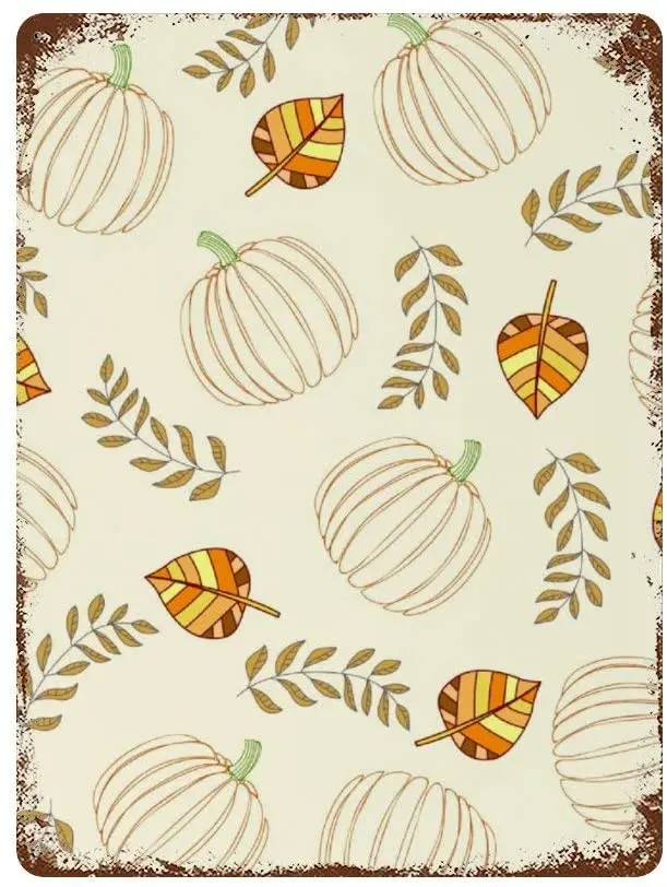 

NoBrands винтажный Ретро металлический жестяной знак, Настенный декор, искусство на День Благодарения, линии тыквы, художественное иллюстрация...