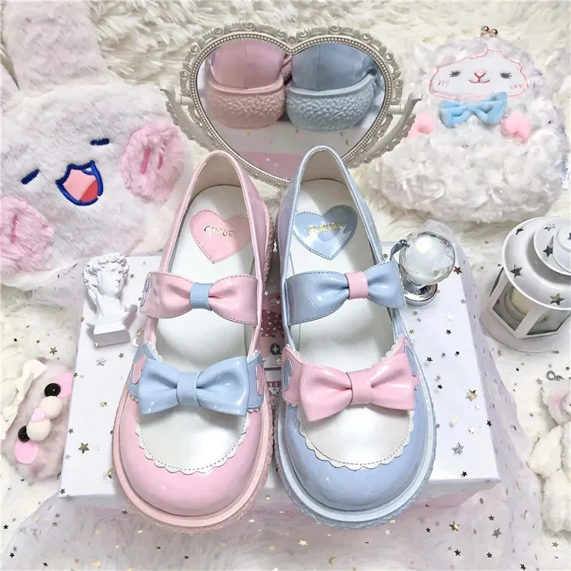 Lolita Shoes Round Head Cute Jk Big Head Single Shoes Female Student Soft Sister Lace Bowknot Leather Shoes Cosplay Cos Loli