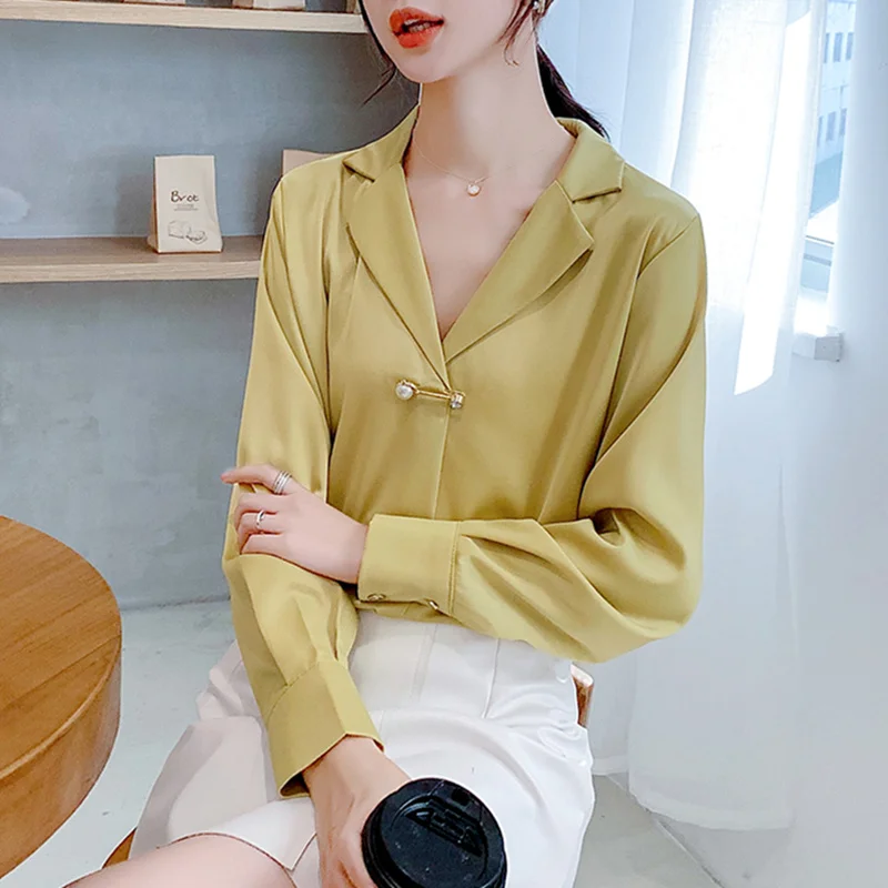 KINOMI 2019 Новая Осенняя элегантная Свободная Женская блузка с длинным рукавом и