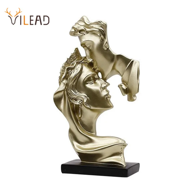 

VILEAD Resin Kissing Couple Figurines Lover Statues Valentine's Day Gift Present Room Decoration Accessories Home Bedroom Decor