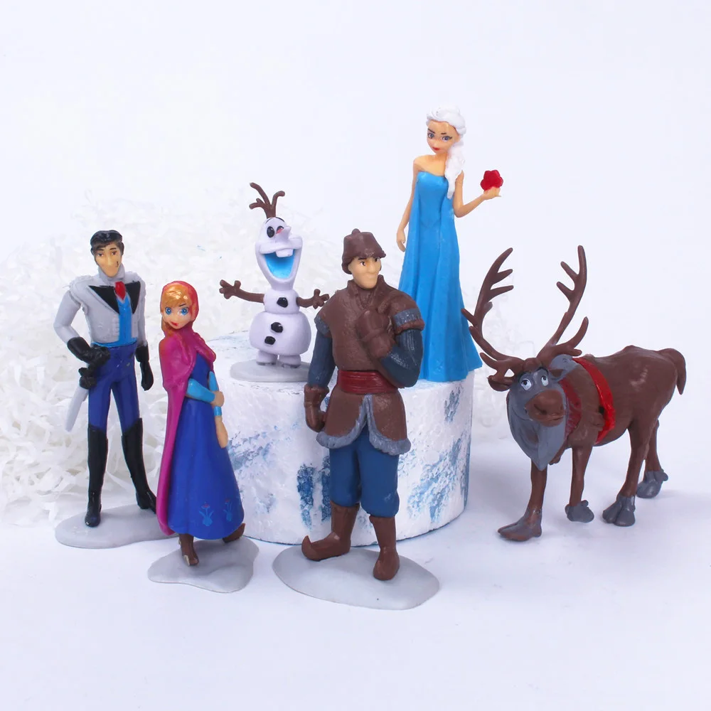 6Pcs/Set Anime Movie Frozen Anna Elsa Kristoff Olaf Hans Action Figure Pvc Model Dolls Collection Toys Gift