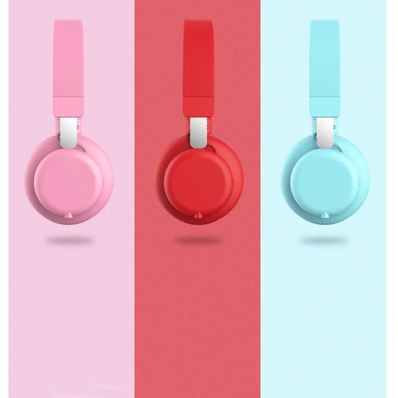 5 0 Bluetooth наушники милый розовый синий и красный цвета Цвет Девушки Дети стерео