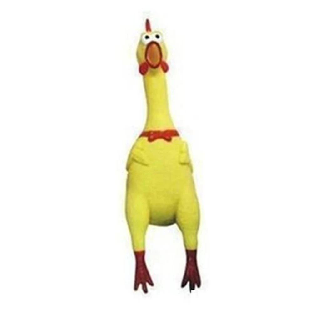 

17cm Yellow Screaming Rubber Chicken Toy Pressure Relief Squeak Squeaker Gift