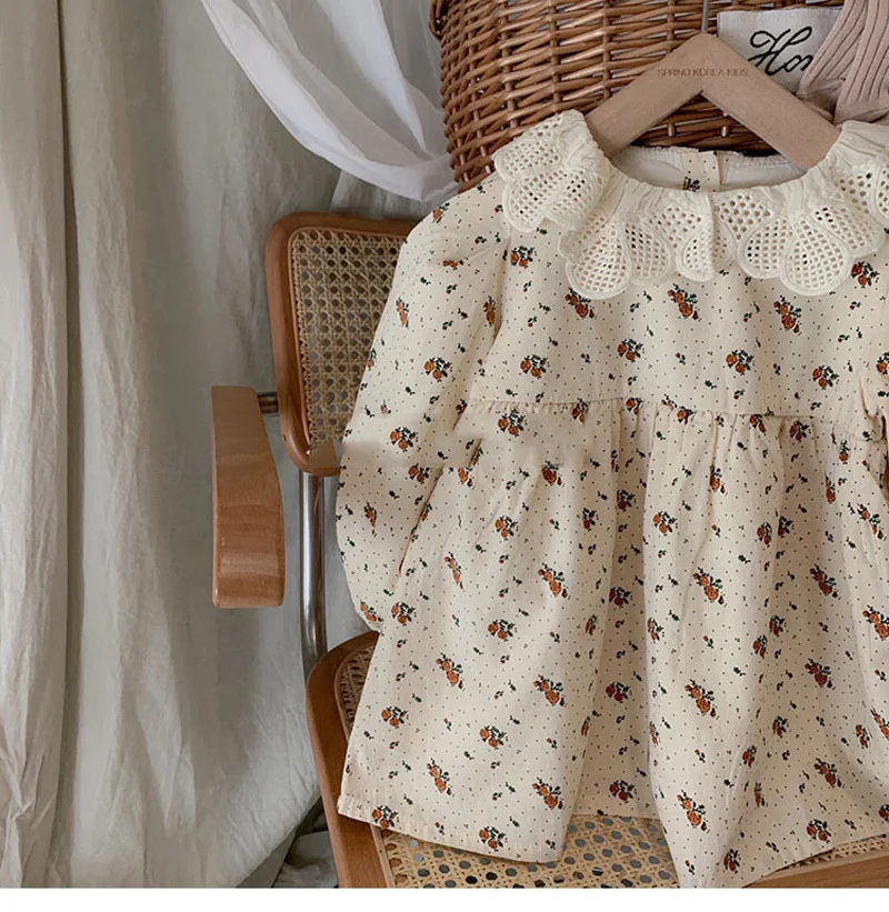 

Korean Girl's Lapel Clothes Baby Floral Long Sleeve Princess Romper 2021 Spring and Autumn Newborn Jumpsuit