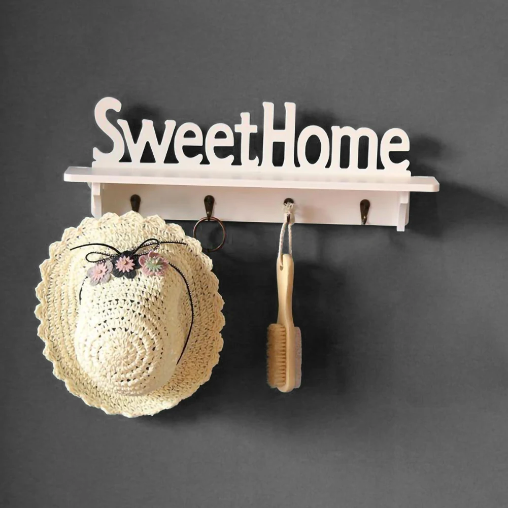 Полки для шляп ключницы 4 крючка полка хранения настенная домашняя с надписью Sweet