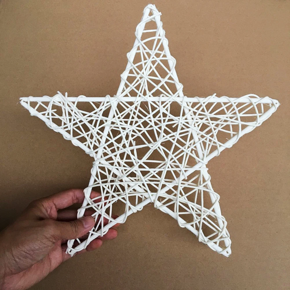 Рождественская мода из натурального ротанга лоза DIY Звезда Венок-гирлянда вечерние новогодняя елка, для дома окно свадебный Декор Орнамент