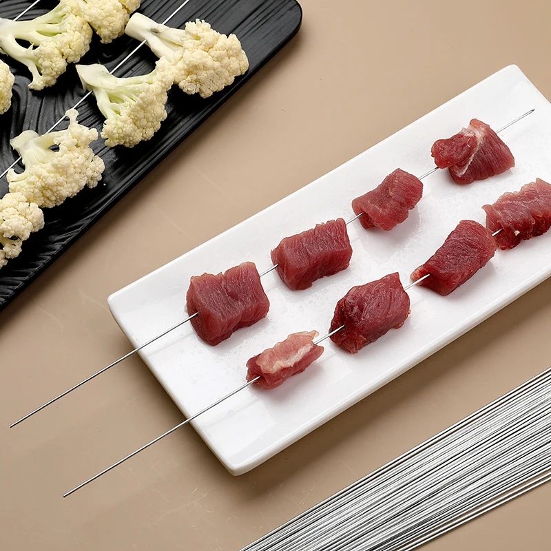 

20PCS Stainless Steel BBQ Barbecue Tools Round Vegetables Lamb skewers hot dog Kebab Skewer Cooking gadget Kitchen Accessories