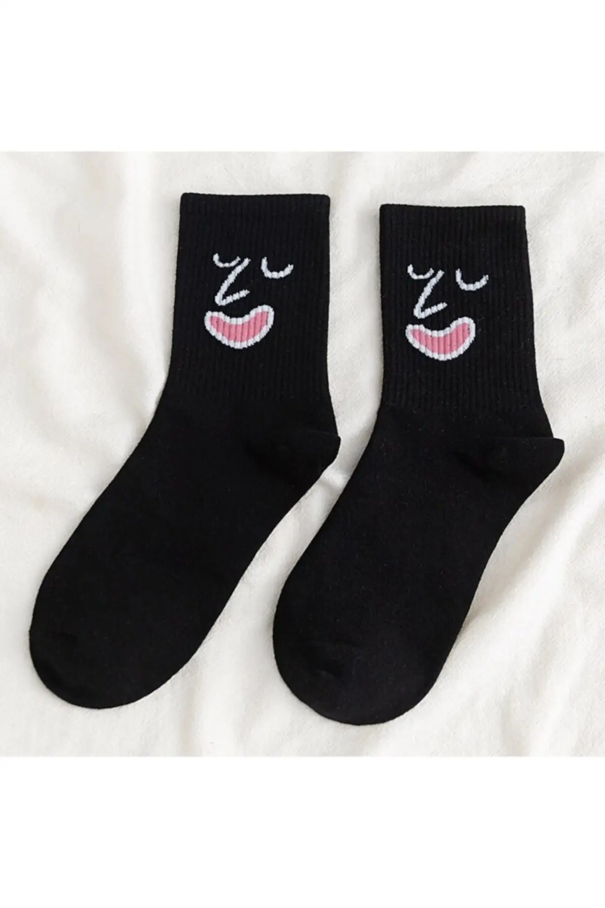 Unisex Colorful Face Patterned Tennis Socks 10'lu 71 of cotton-24-polyamide elastane 5 of Quality Elegant your design is 2021 Trend Style Fashion Colorful New Model Face Patterned Socks Useful And Quality 10 Pieces