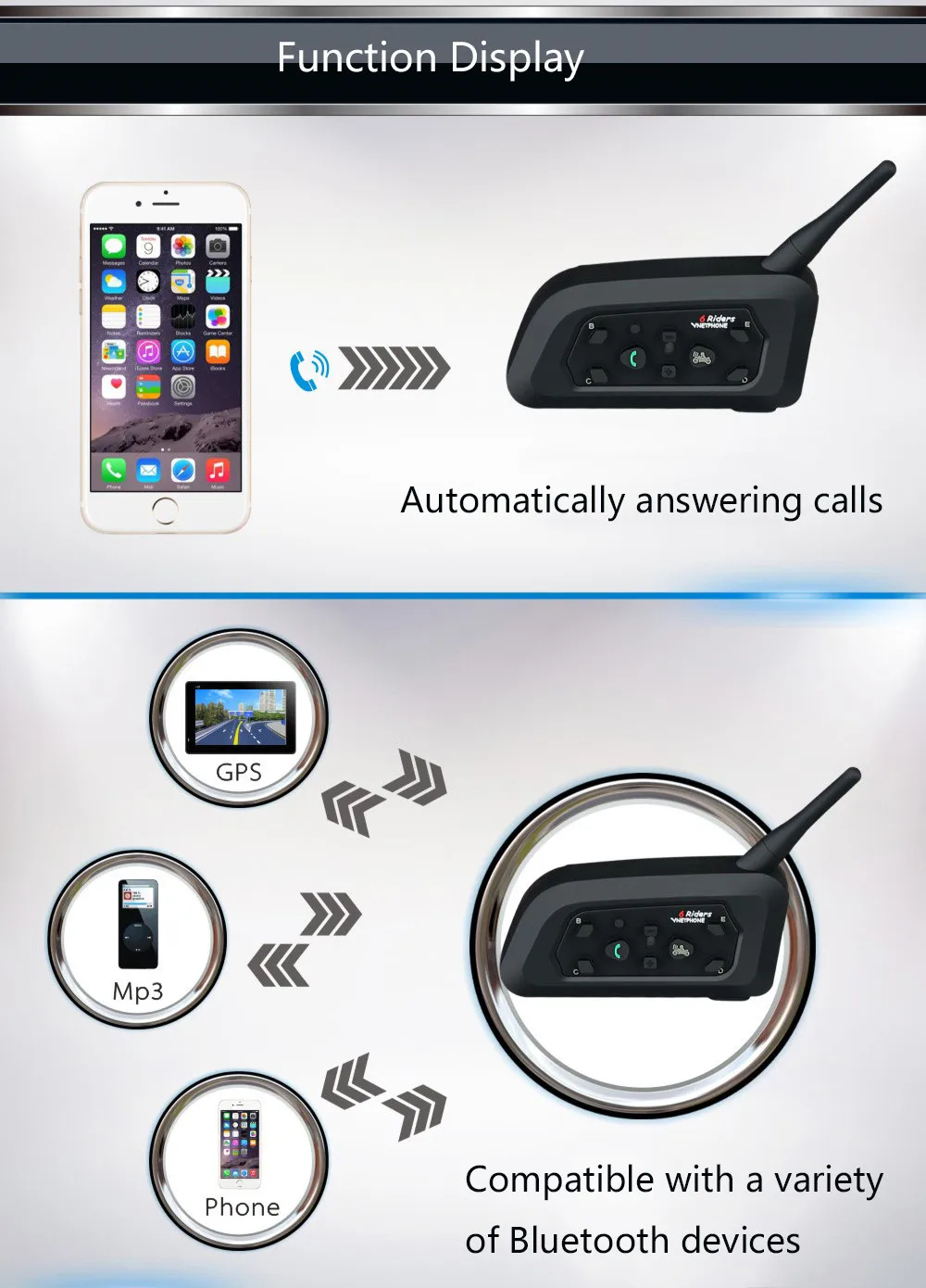 Гарнитура для мотоциклетного шлема V6 Pro 2 шт. беспроводные наушники