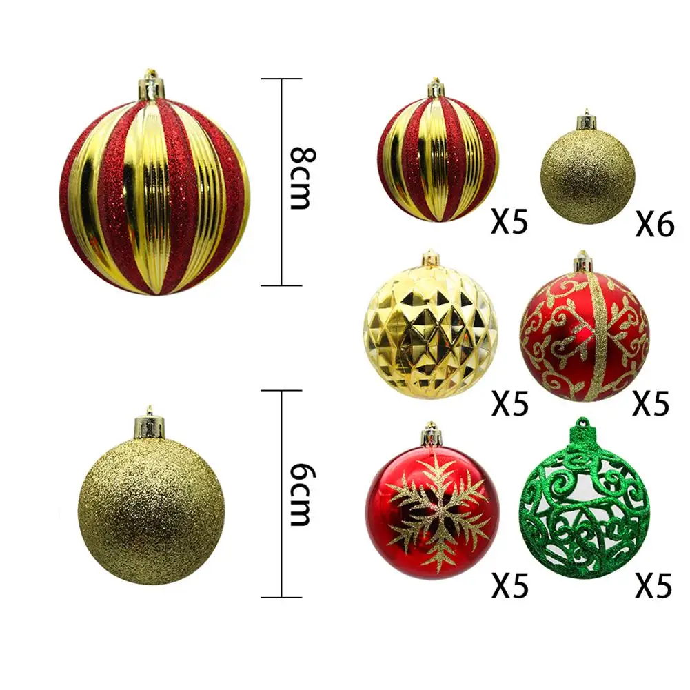 

31pcs Color Christmas Ball 8cm Glitter Christmas Tree Pendant Window Hanging Ornament For Wedding Home Party Decor