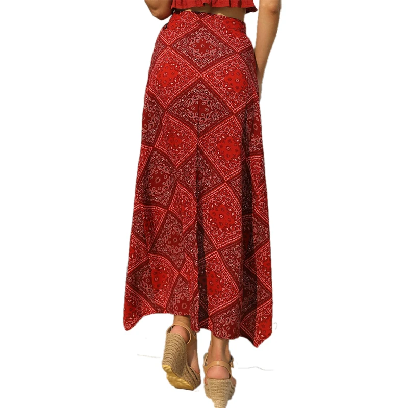 European and American Women's Explosions Of The Famous Family Style One-piece Square Printing High Waist Skirt | Женская одежда