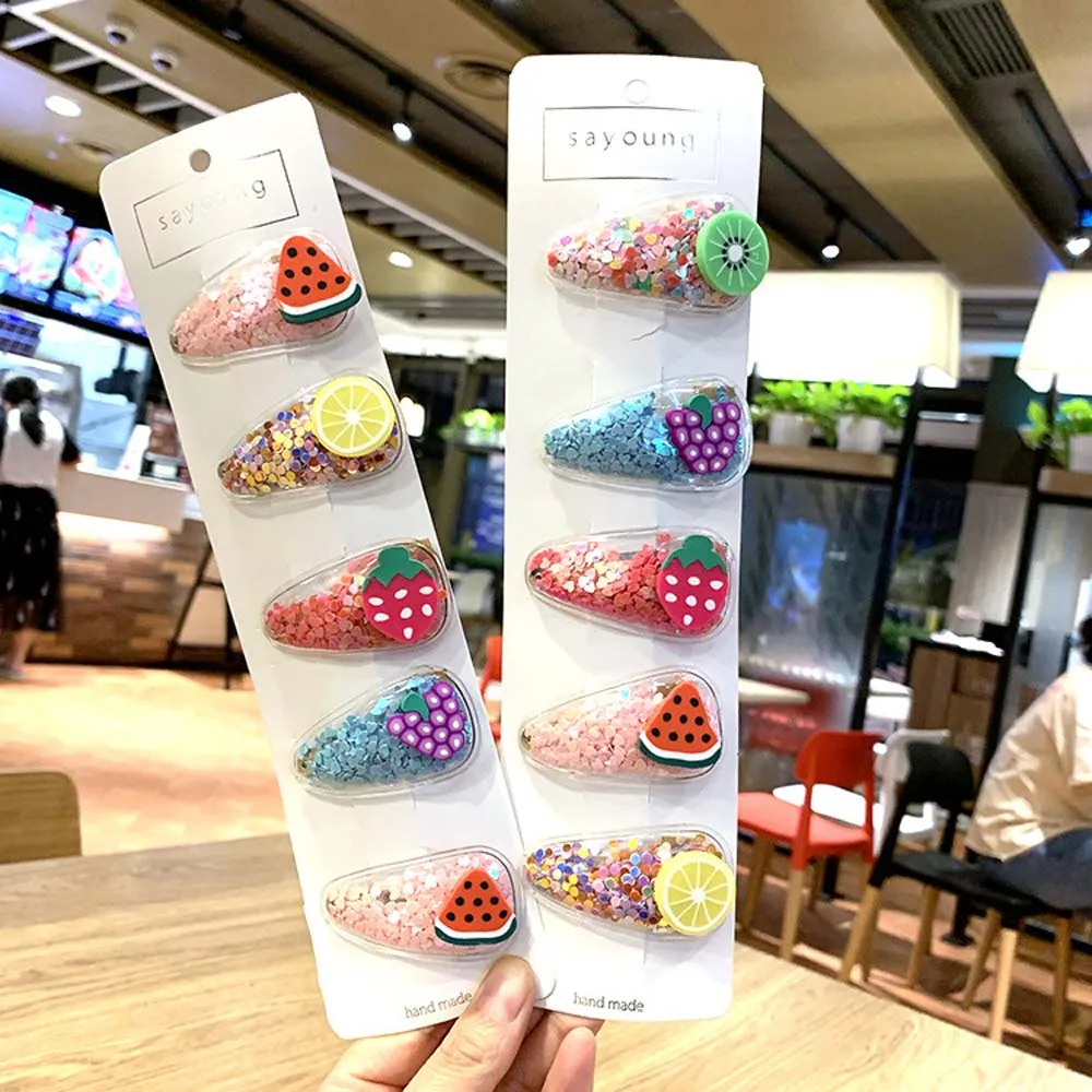 Корейский Цвет зыбучие пески прозрачная детская шпилька фрукты заколка для