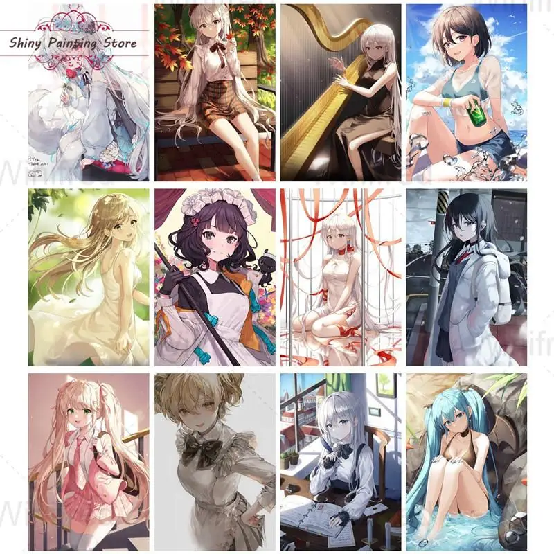 

Алмазная живопись Аниме Девушки Алмазная вышивка полный квадрат круглая дрель Япония Аниме Вышивка крестиком настенные картины Домашний д...