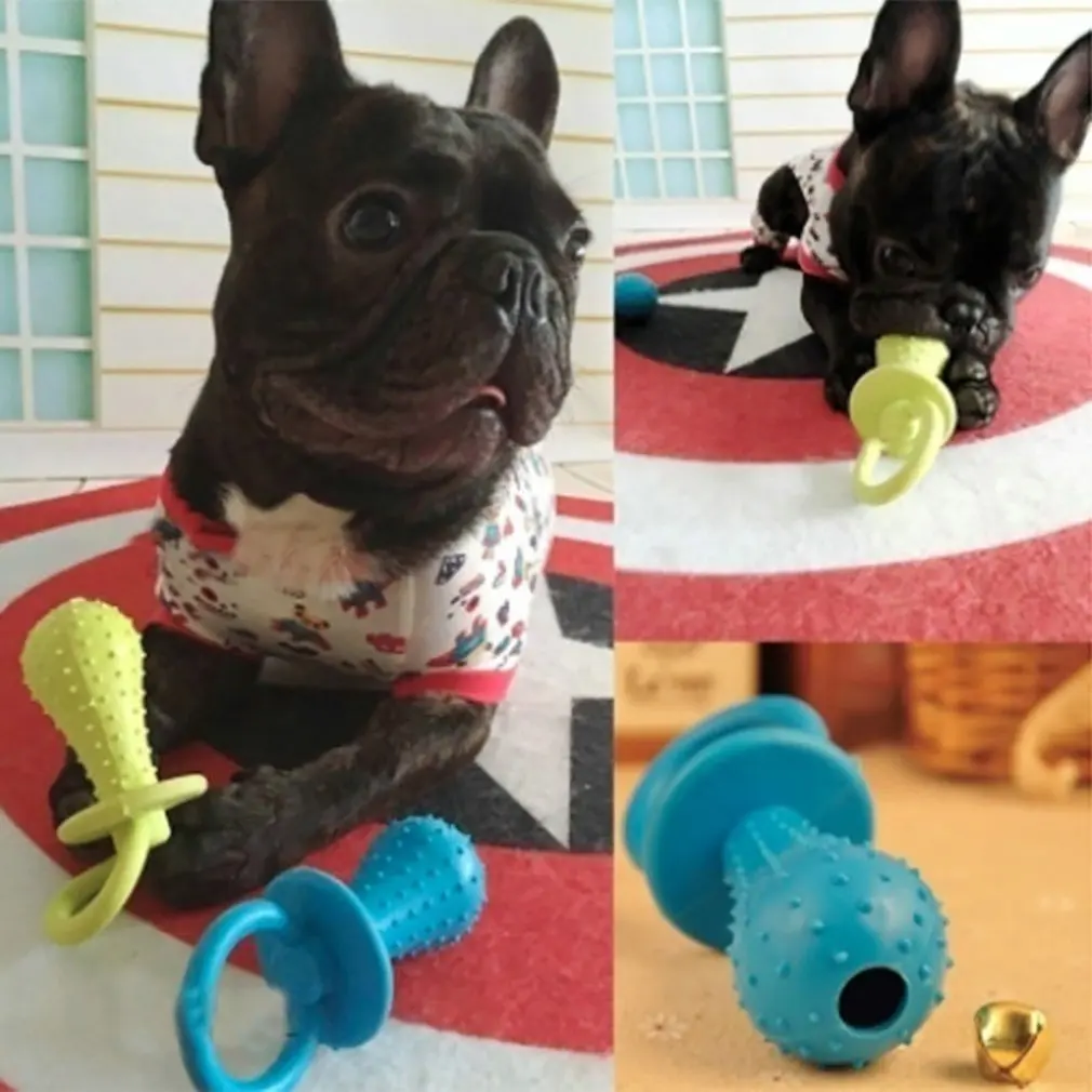 

Dog Toys Pet Chewing Toy Rubber Molar Pet Toy Sounding Teat Nipple Shape Teething Train Random Color