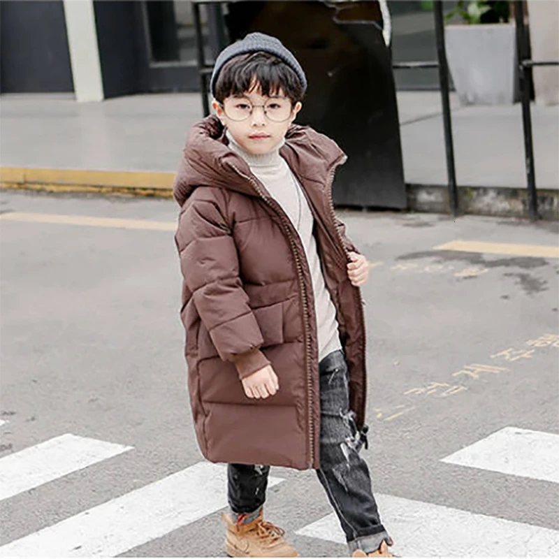 Детская зимняя длинная теплая куртка для мальчиков пуховое пальто детская