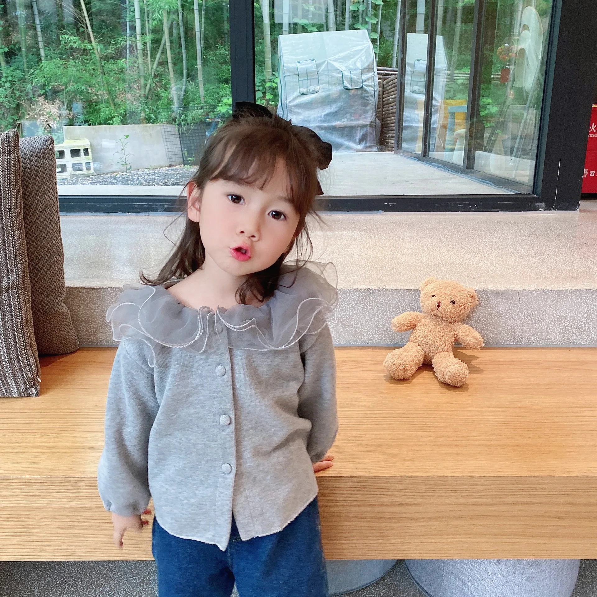 Рубашка для девочек Осень зима 2020 Новые товары Детский вязаный кардиган с