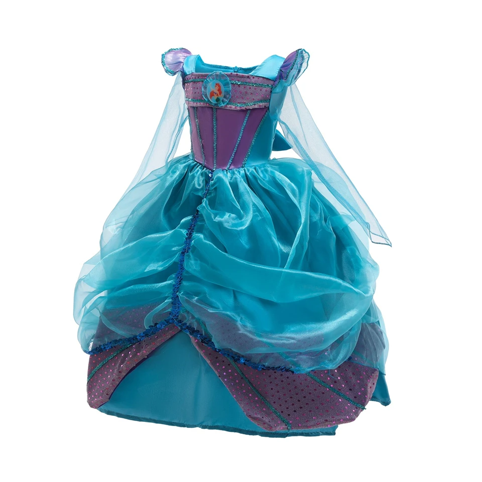 Girls New Year Party Ariel Princess Dress Girl Gorgeous Little Mermaid Dresses Blue Costume for Kids Children Clothing | Мать и ребенок