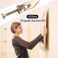 100sets with screws pierced gypsum board heavy duty home drywall anchor kit expansion self drilling toggle manganese steel