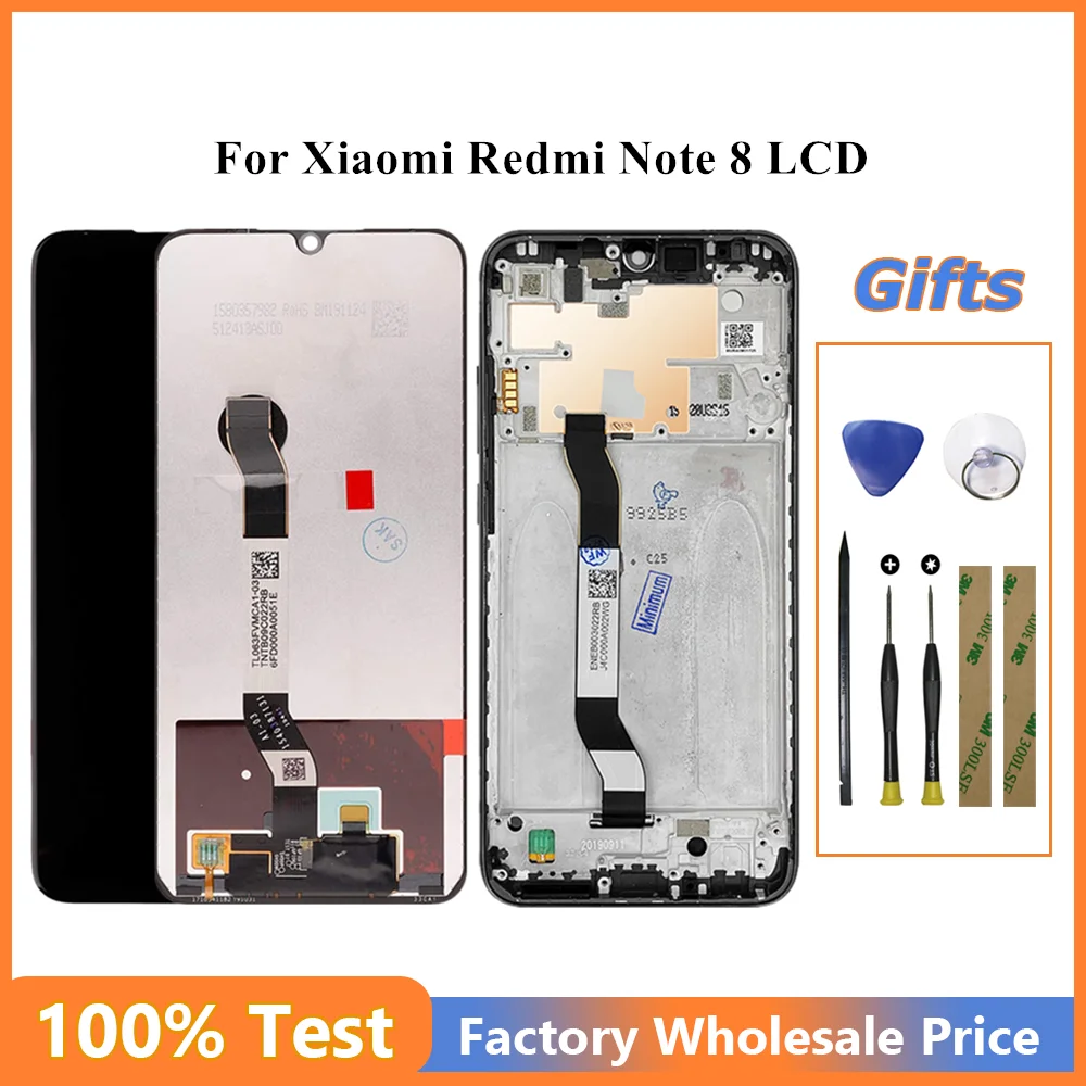 

LCD Display For Xiaomi Redmi Note 8 M1908C3JH M1908C3JG M1908C3JI 6.3in Touch Screen Digitizer Assembly + Frame Tools