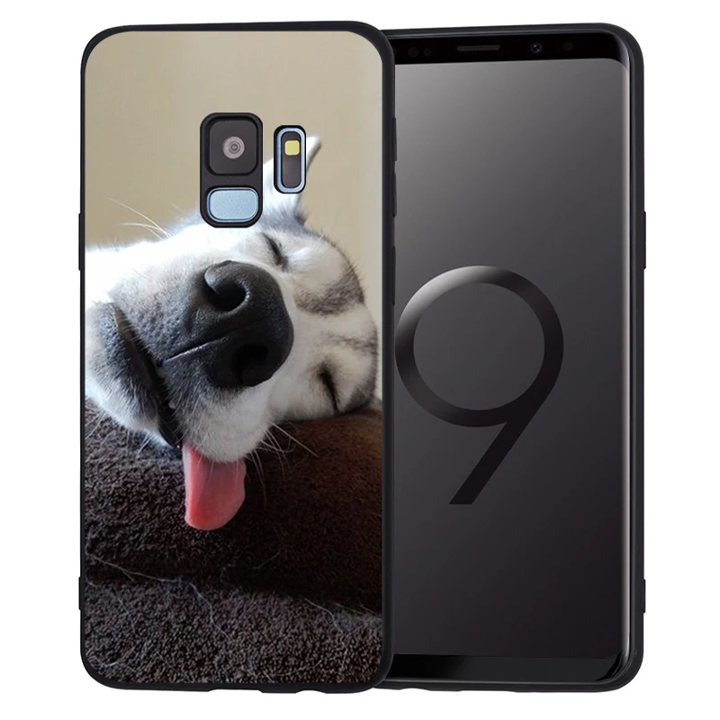 Черные Мягкие силиконовые чехлы Забавный чехол для телефона Хаски Samsung Galaxy S8 S9 S10